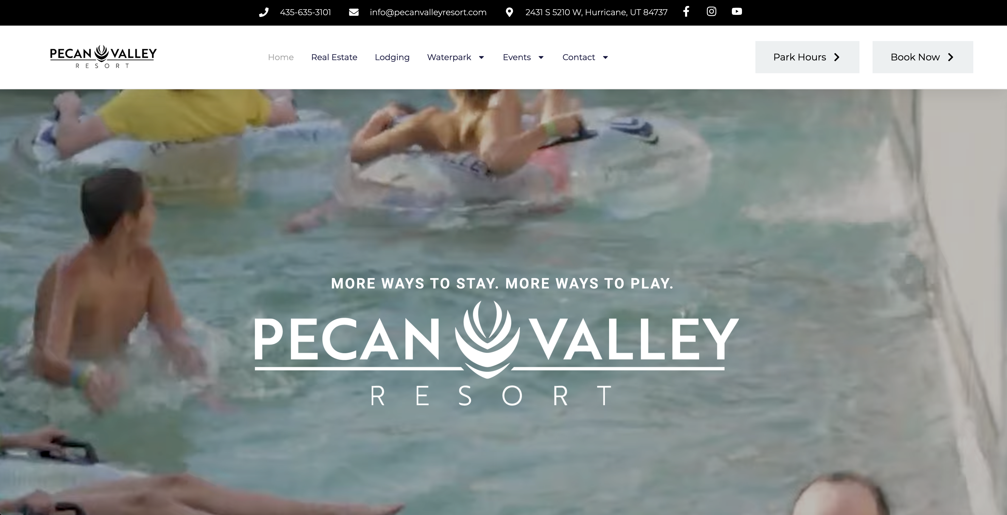 Pecan Valley Resort homepage